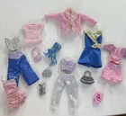 Barbie Mix & Match Vtg Metallic Blue Silver Pink Outfit Lot With Accessories