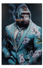 Wandbild Gorilla im Anzug mit Zigarre 1 60x90cm auf Leinwand Formano