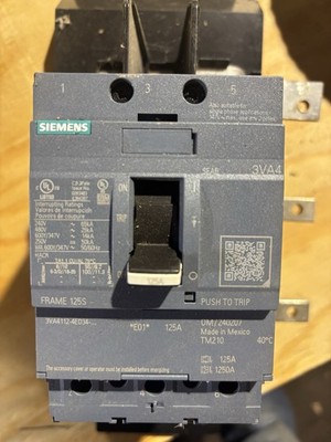 New Siemens Circuit Breaker  3VA4112 4ED34 0AA0 3 Pole 125 Amp Frame 125S 