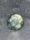 Round Polished Labradorite Cabochon Stone, Green/Blue Flash Iridescent — photo 1