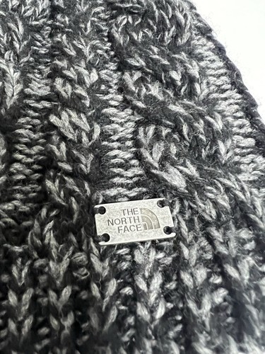 The North Face Gray Black Cable Knit Wool Blend Beanie Winter Hat - Picture 9 of 9