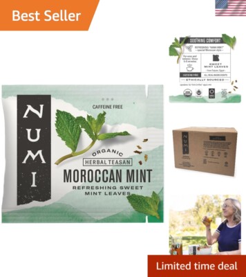 Refreshingly Sweet Moroccan Mint Herbal Teasan - 100 Individually Wrapped Bags