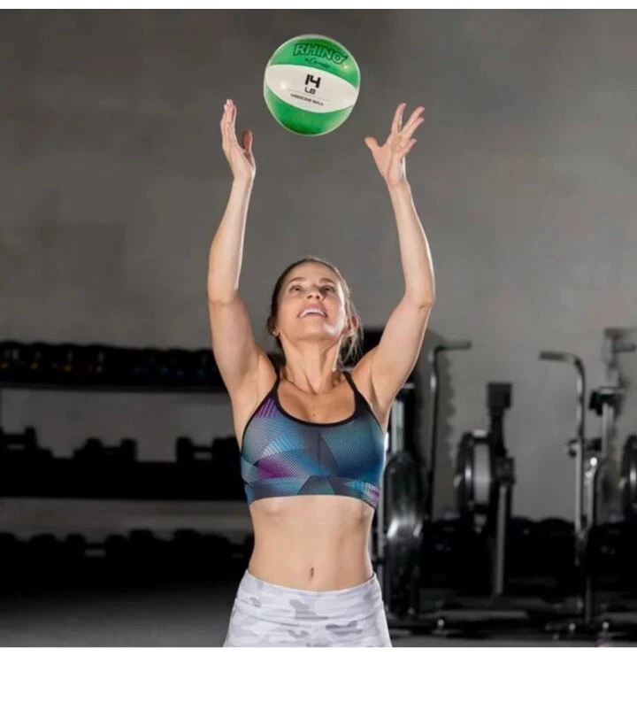 NUEVO Medicine Ball Deportes Rinoceronte Cuero Cubierta Verde Blanco 15.43Lbs, MB14 Foto 2 de 4