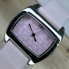 Marky Kay Watch Women Silver Tone Rectangle Pink Leather Band NEW BATTERY