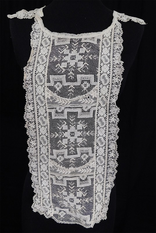Vintage Edwardian Italian Filet Lace Embroidery Net Dickey Dress Trim Collar Top