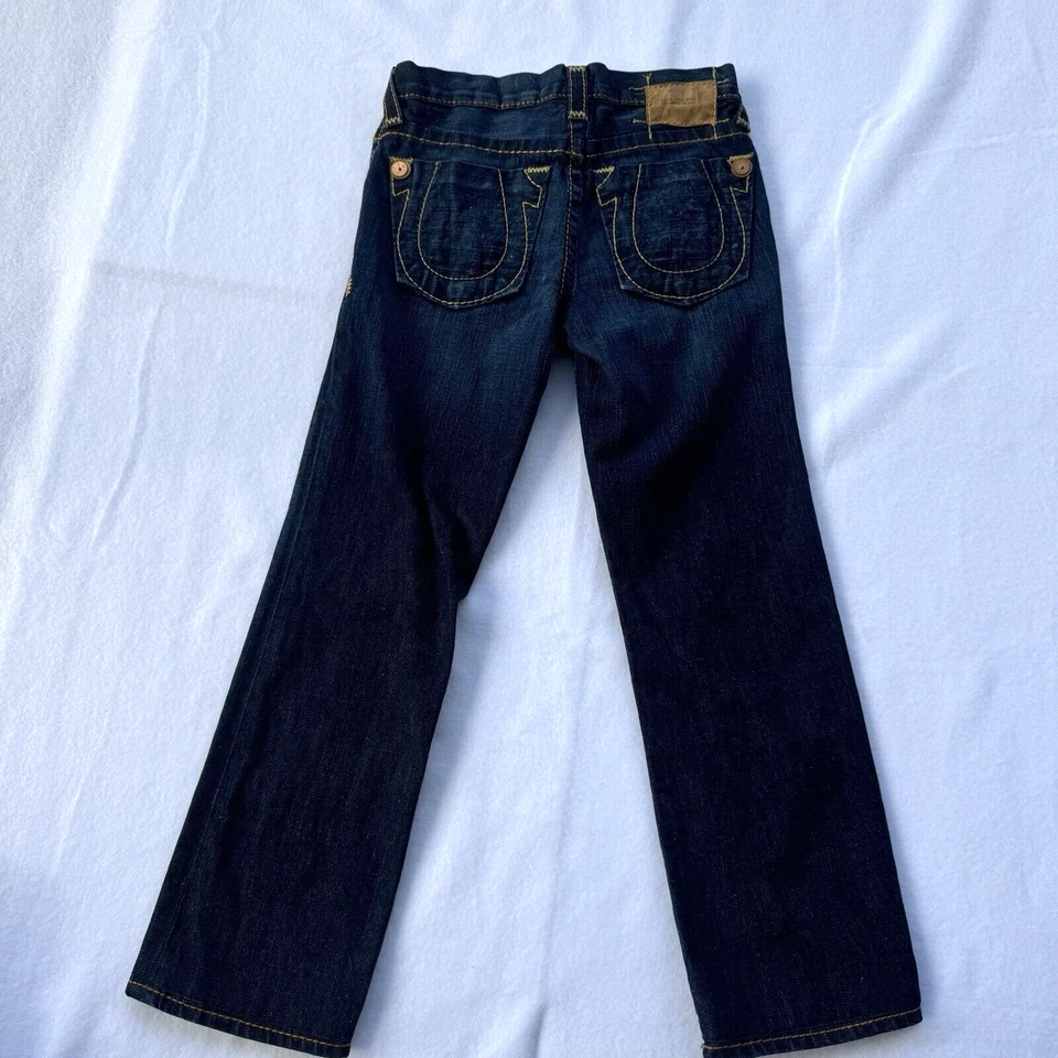 Jeans True Religion Costuras Doradas Niñas 10 Lavado Oscuro Pierna Recta Foto 4 de 4