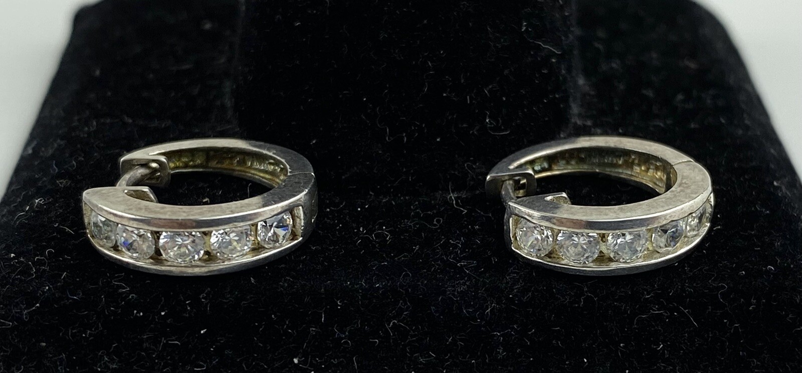 Sterling 925 Solid Silver Hinged Huggies Stud Ear… - image 6