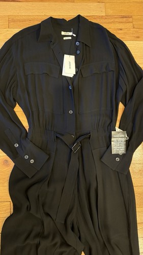 NWT $595 Jason Wu Womens Black Size 6 Crinkle Long Sleeve Belted Button Jumpsuit - Picture 13 of 14