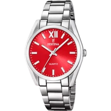 Festina F20622/B Elegance Collection: Stainless Steel Strap Watch with Red Dial