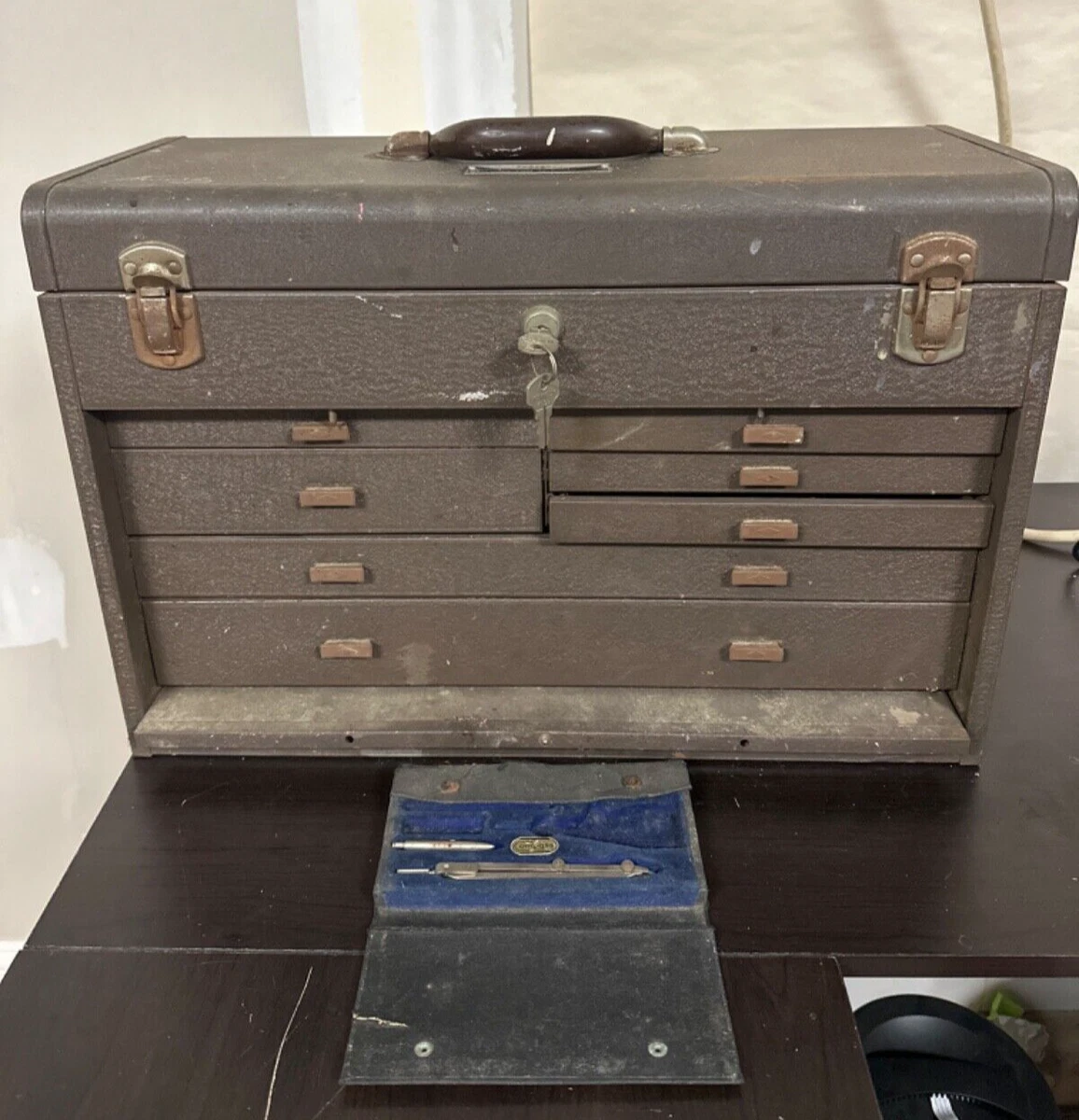 Vintage Kennedy Kits Metal Machinist Tool Box Chest Style No 520 Van Wert Ohio
