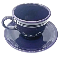 Fiesta Ware Homer Lauglin Dark Purple Cup Mug and Saucer