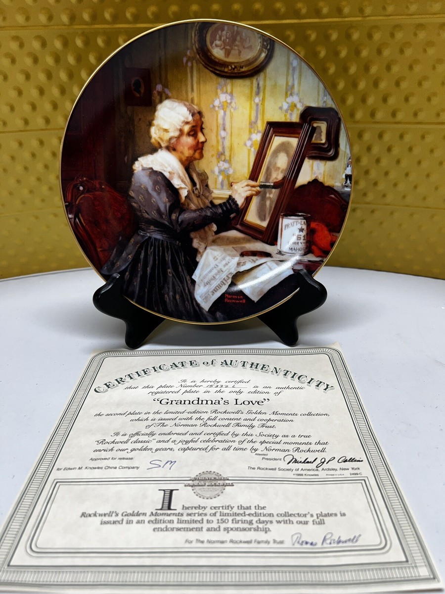 Norman Rockwell Collector Plate Grandma's Love With Original