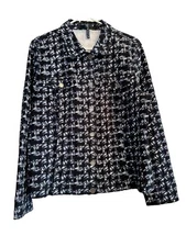 French Dressing Jeans FDJ Soft Stretch Jacket Womens Large Blue Cotton Pockets