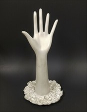 NEW BEIGE RESIN JEWELRY HOLDER STAND IN SHAPE OF HAND AND FLORAL DISH,PLATE