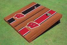 University of Wisconsin Rosewood Alternating Long Stripe Cornhole Boards