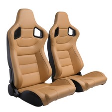 1 Pair Of Reclinable Bucket Seat Universal Car Racing Seat Pvc Leather Wsliders