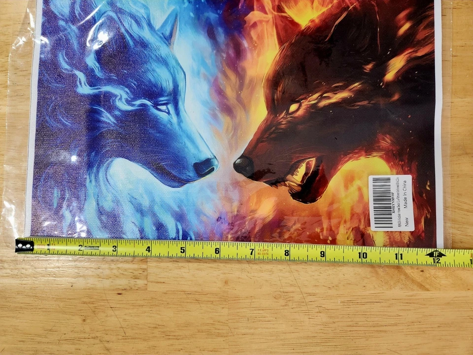 Fire And Ice Wolves Wall Art, Bedroom Decor, Living Room Decor, art (No Frame) - Image 2 of 4