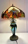 Classic Tiffany Table Lamp, Vintage Victorian style,  Double Lit, Stained Glass
