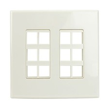 Construct Pro 12-Port Keystone Wall Plate with Screwless Face Light Almond 