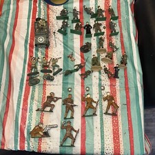 Vintage Metal Lead Toy Soldier Lot Antique WW1 Blue Box Britains Read
