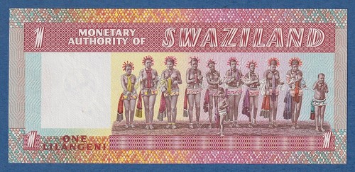 SWAZILANDIA / SWAZILAND -- 1 LILANGENI ND ( 1974 ) -- aUNC -- PREFIX H -- P.1a . - Bild 2 von 2