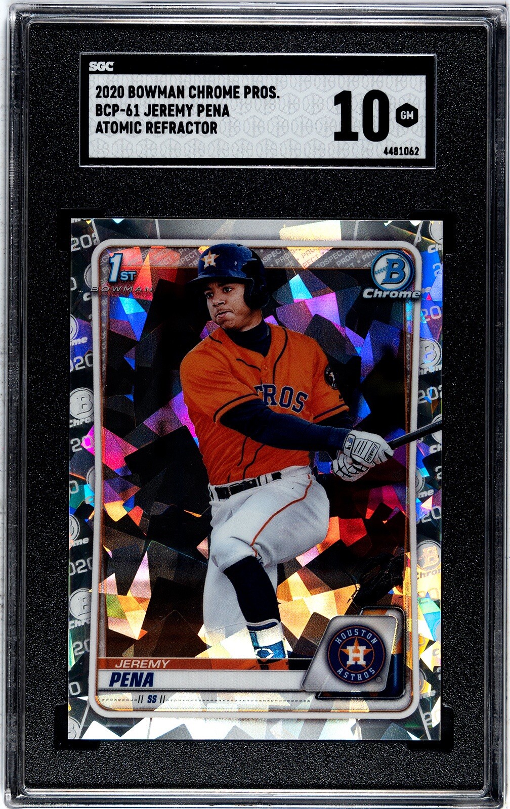 Jeremy Pena 2020 Bowman Chrome 1st Atomic Refractor Rookie RC #BCP61 SGC 10