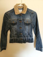 Zara Kids Girls Jean Trucker Jacket Sherpa Collar Size 5 RN 77302 NOS
