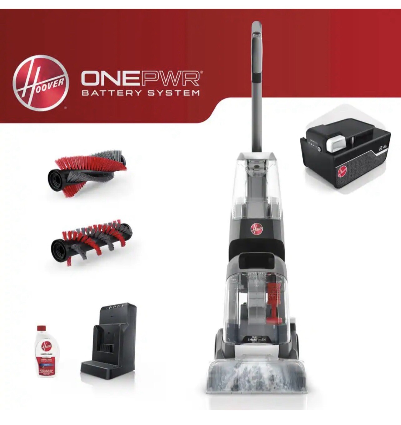 Hoover Smart Wash Deep Clean Carpet Shampooer with Battery and Charger-image