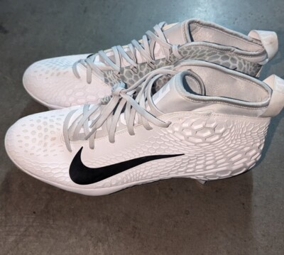 NIKE Force Zoom Trout 5 White Grey Metal Spikes Baseball Cleats
