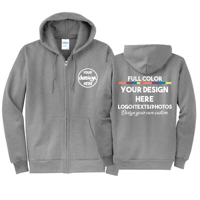 PC78ZH Unisex Design Your Own Custom Printed Hoodie Zip Up Sweatshirts