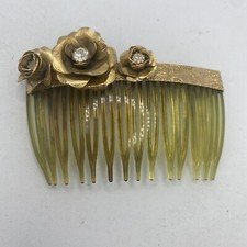 Kirks Folly Gold Plated Rhinestone Flower Hair Comb Clip