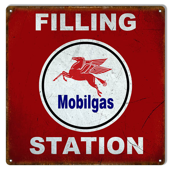 MOBILGAS RED FLYING PEGASUS HORSE 12" HEAVY DUTY USA MADE METAL GAS ADV ...