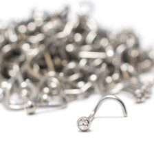 Wholesale 100PCS 18G Nose Rings Stud Screw Surgical Steel Clear CZ Crystal Jewel