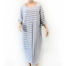 Catherines Plus Gray Striped A-Line Dress 3X 26/28