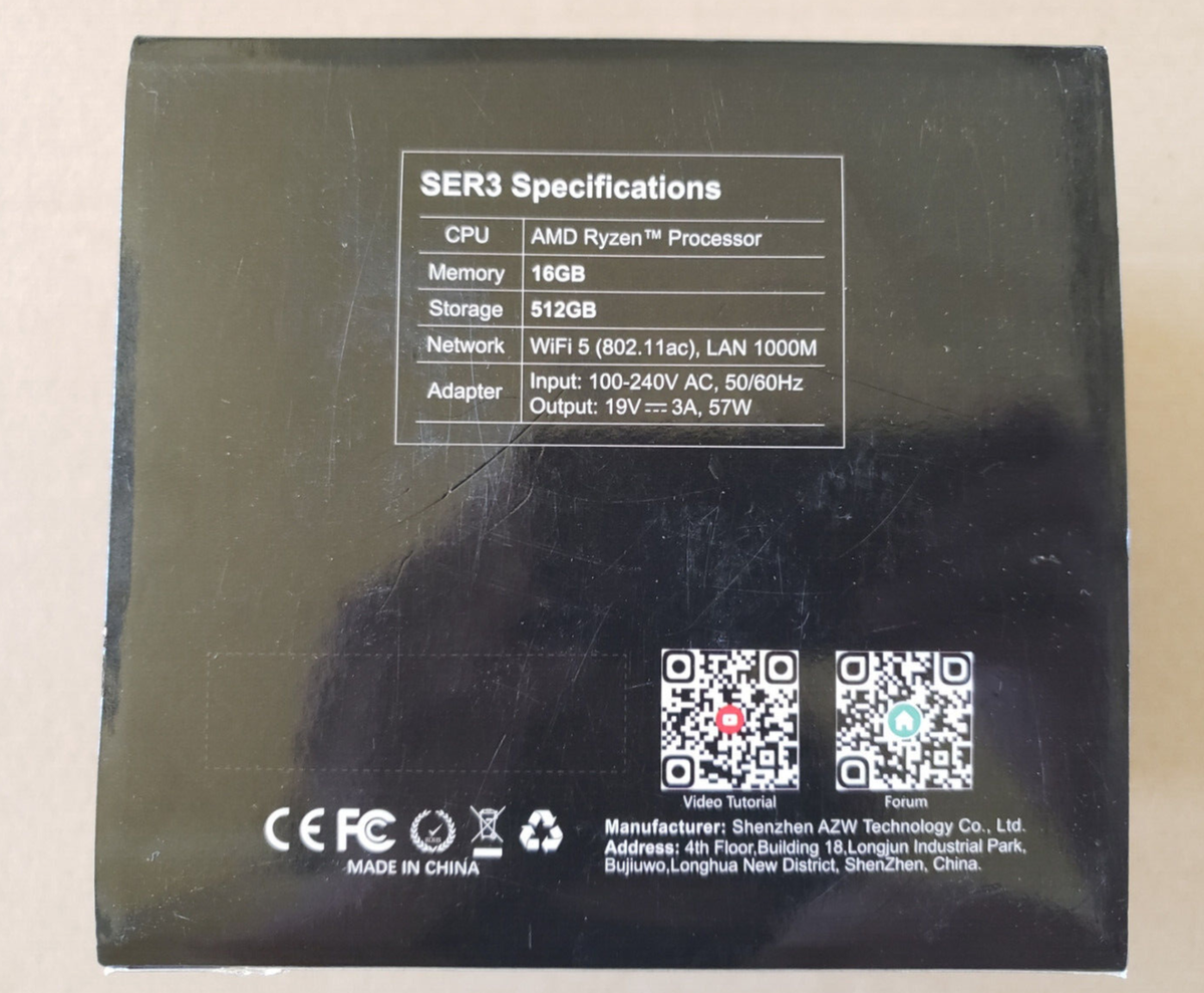 Beelink SER3 (512GB SDD, AMD Ryzen 3750H, 16GB RAM