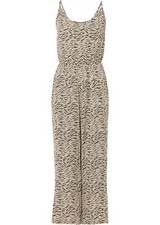 Jumpsuit Gr. 44 Sand Schwarz Zebra Bedruckt Damen Sommer-Overall Hosenanzug Neu