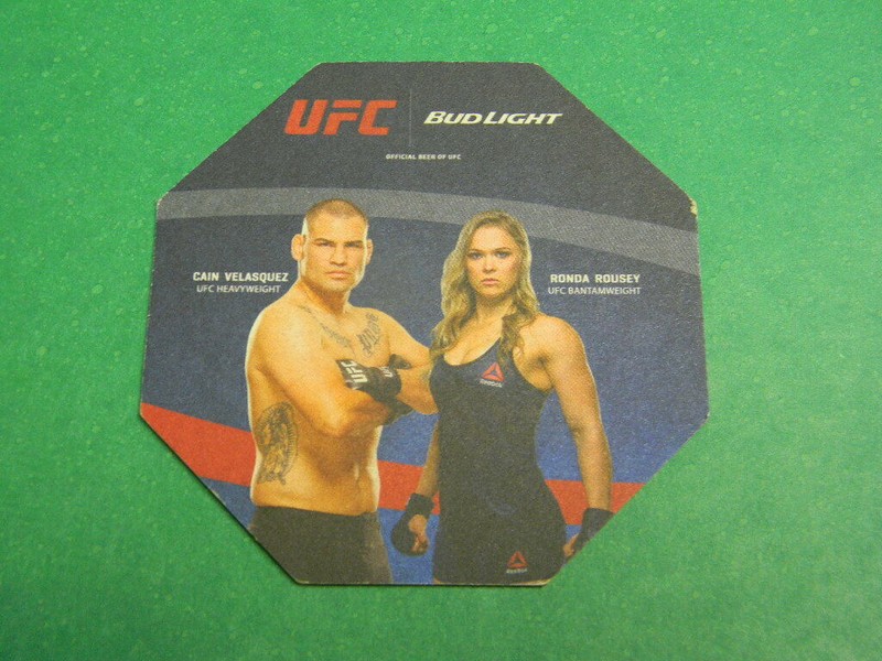RARE BUD LIGHT BEER COASTER UFC CAIN VELASQUEZ RONDA ROUSY FIGHTING MARTIAL ARTS