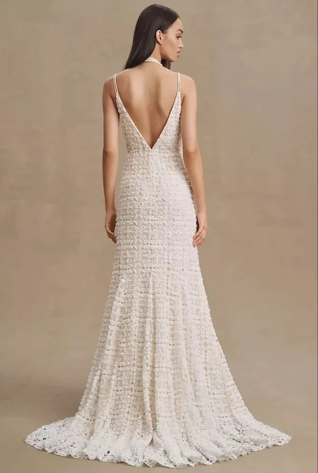 Vestido de novia BHLDN Theodora con cuentas de encaje cuello en V nuevo con etiquetas talla 0 Foto 4 de 4