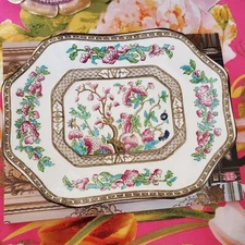 Sampson Bridgwood INDIAN TREE Small Tray VTG England 8" x 6"