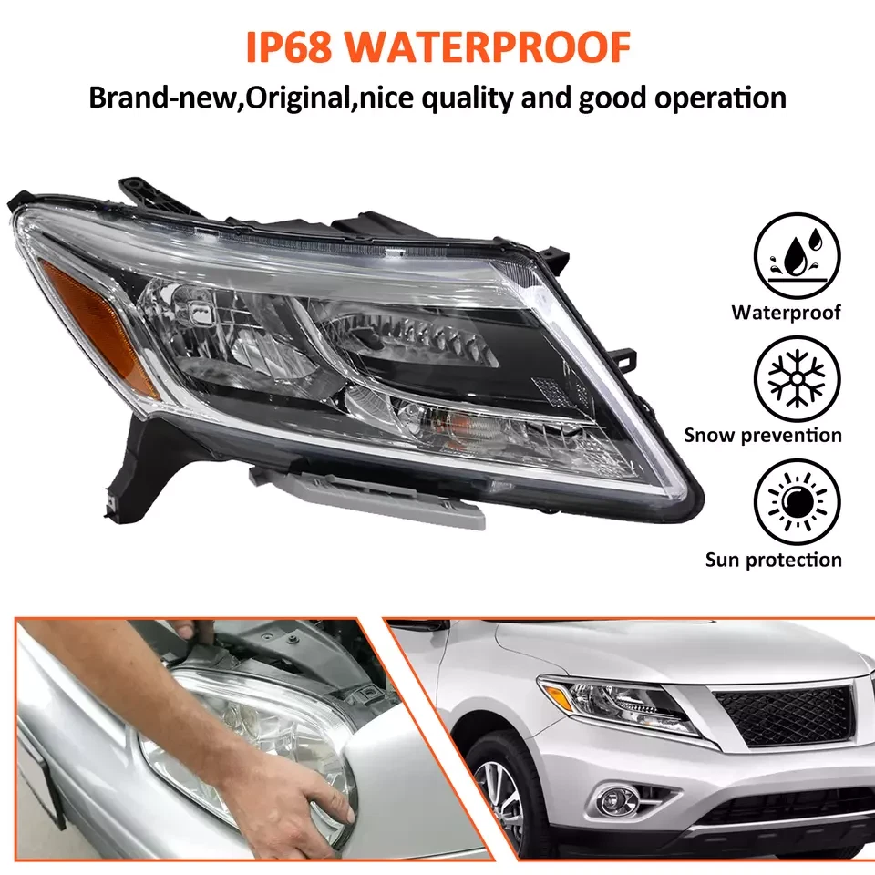 Pair Headlights Headlamps Assembly For 2013-2016 Nissan Pathfinder Left + Right - Image 4 of 4