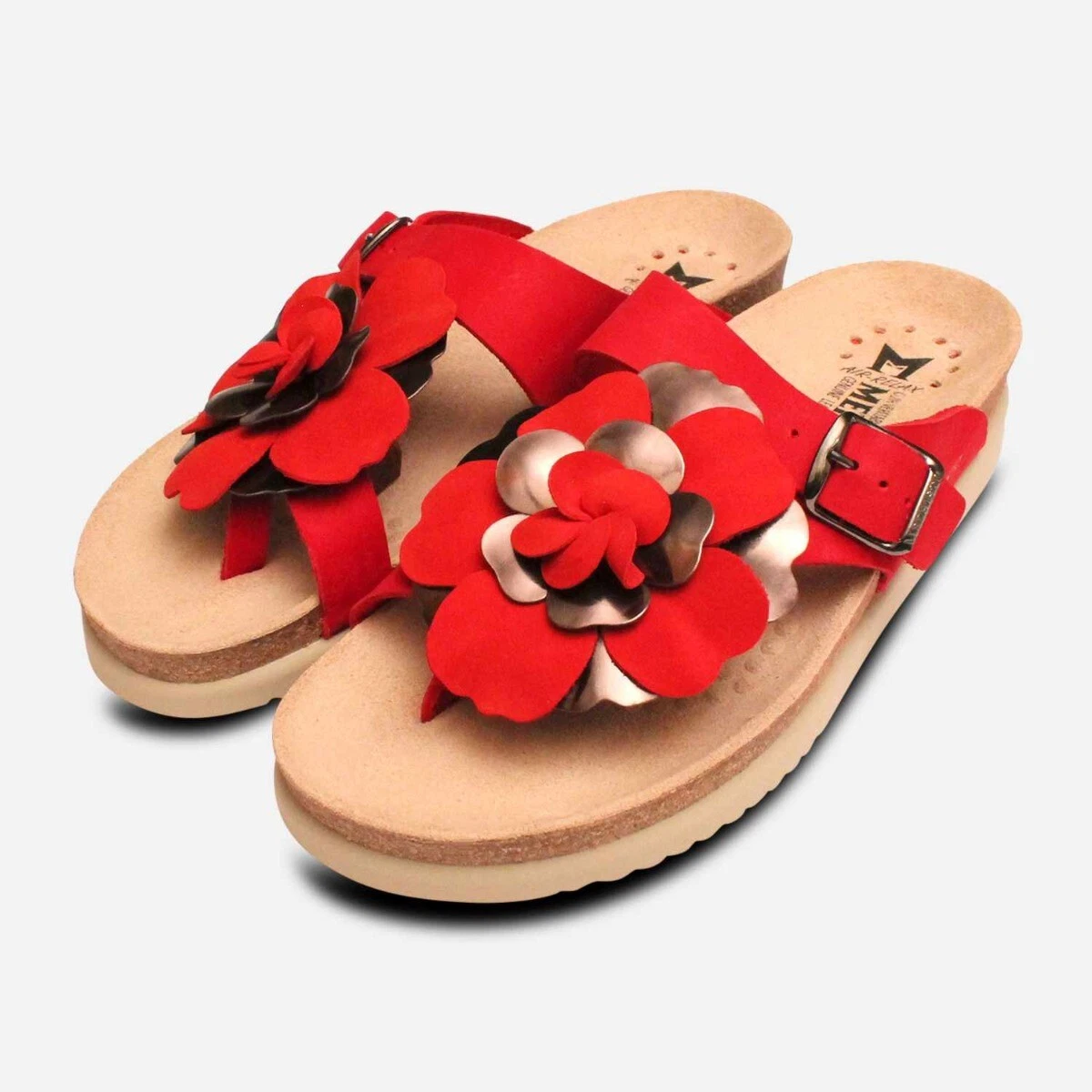  Flip Flops with Colored Red Anti Slip Rubber Soles