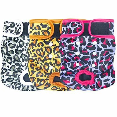 Leekalos Reusable Washable Dog Diapers Female (3  Assorted Sizes , Colors 