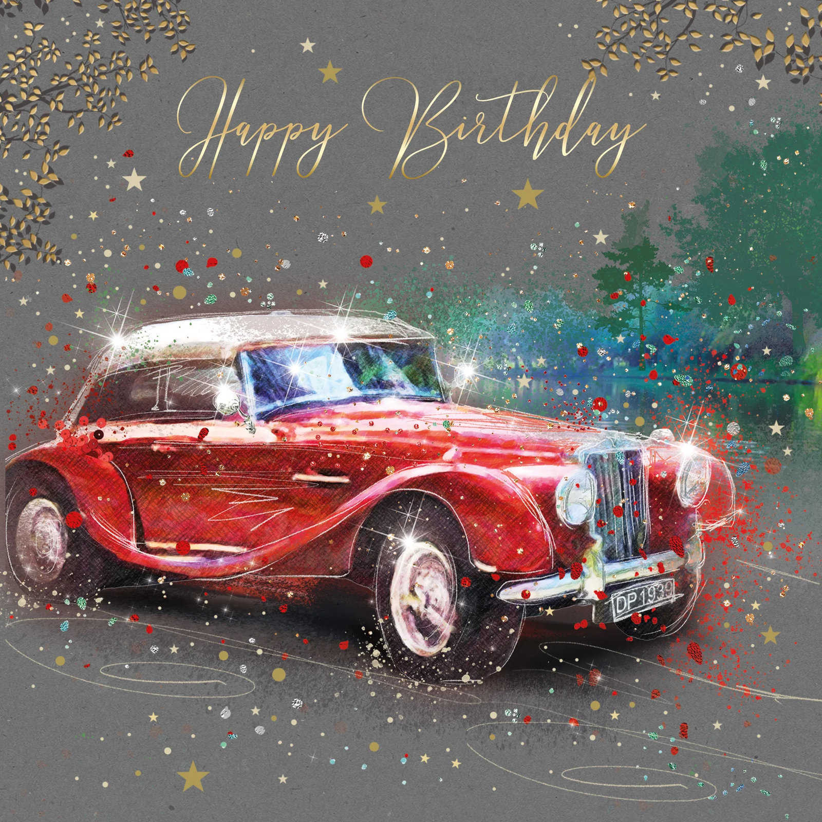 Birthday Card Male - Foil Finish - Cherry Orchard 6.2"" x 6.2""