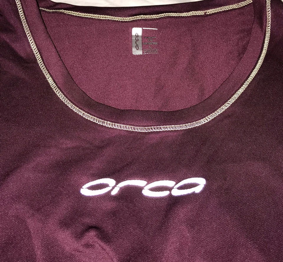 全新带标签 ~ ORCA 女式 CORE FLEX 跑步上衣 US L 性能运动衬衫李子 — 第 4/4 张图片