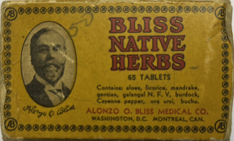 Antique Quack Medicine BLISS NATIVE HERBS Laxative  DO NOT USE!