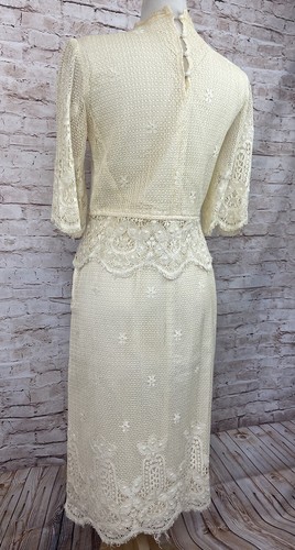 Vintage Boho Victorian Prairie Cottage Wedding Set Dress Shirt Skirt Lace 50's M - Picture 8 of 12