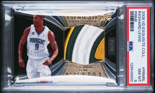 RASHARD LEWIS 2008-09 UD Exquisite Game-Worn Patch Prime 4-Colors 06/50 PSA 8