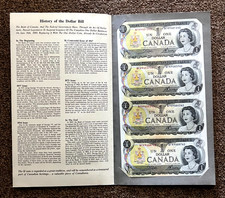 SHEET OF 4 UNCUT 1973 CANADA $1 BILLS