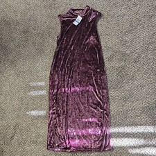 Michael Kors Women’s XL Purple Velvet Maxi Dress Sleeveless Long Button