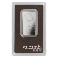 1 oz Platinum Valcambi Bar with Assay Card